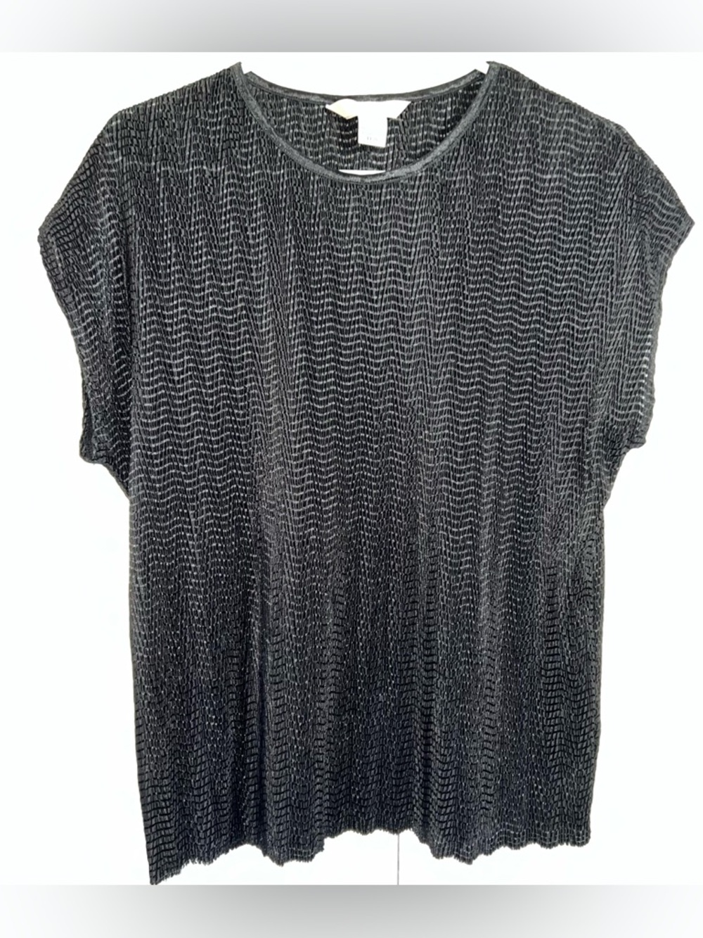 Tanjay Petite Large Black Slinky Travel Knit Top Flowy Crepe Whimsigoth Texture